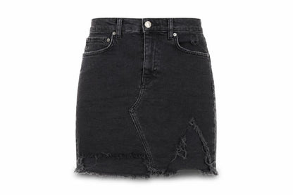 Pull&Bear Womens Black  Denim Mini Skirt Size S  - Distressed