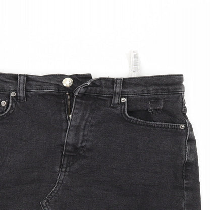 Pull&Bear Womens Black  Denim Mini Skirt Size S  - Distressed