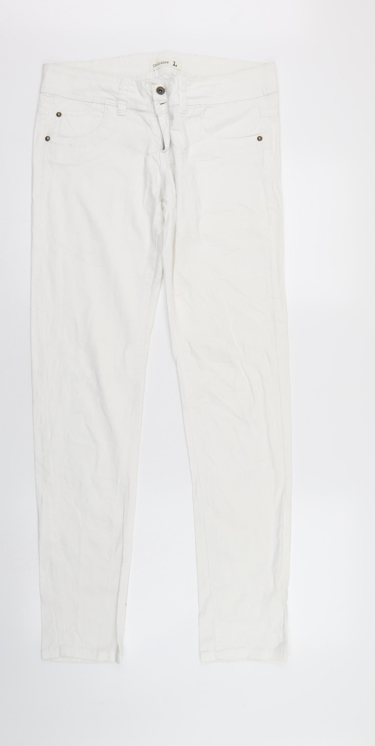 Calliope Womens White  Denim Straight Jeans Size L L32 in