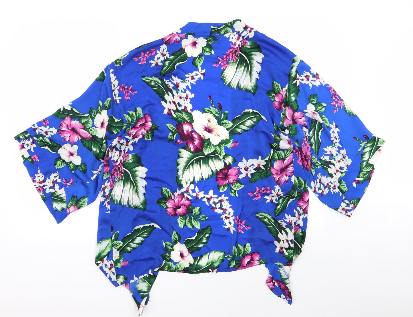 misguided Womens Blue Floral  Basic Blouse Size 8