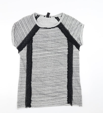 H&M Womens Grey   Pullover Sweatshirt Size S  - crochet detail