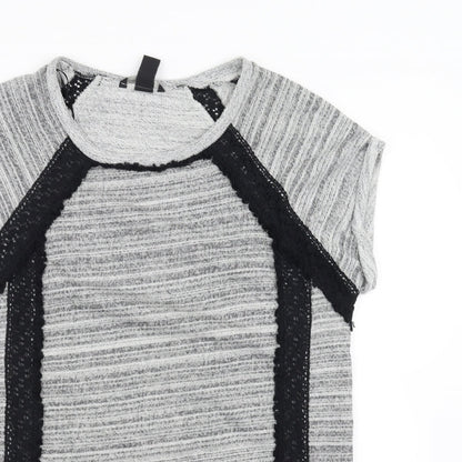 H&M Womens Grey   Pullover Sweatshirt Size S  - crochet detail
