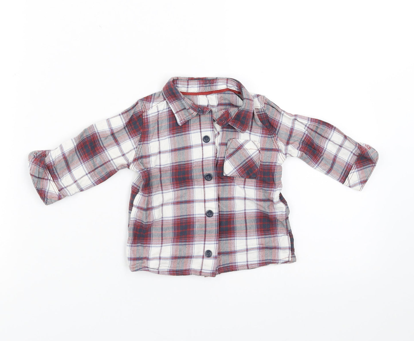 George Boys Red Plaid  Basic Button-Up Size 3-6 Months