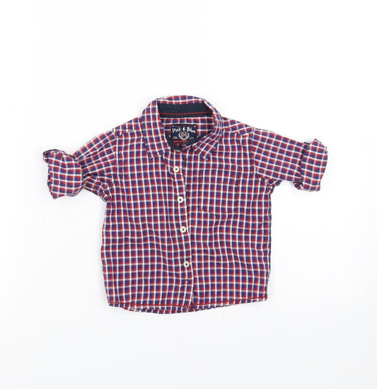 Pink & Blue Boys Blue Check  Basic Button-Up Size 6-9 Months