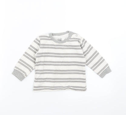 noqnoq Baby White Striped  Pullover Jumper Size 9-12 Months