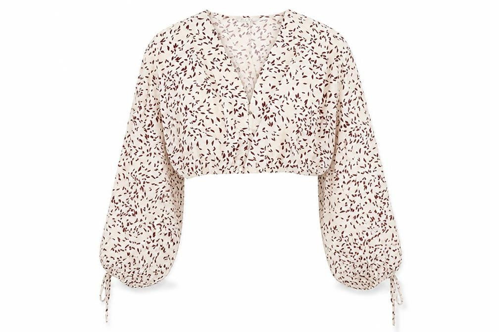 SheIn Womens Pink Geometric  Basic Blouse Size L  - cropped