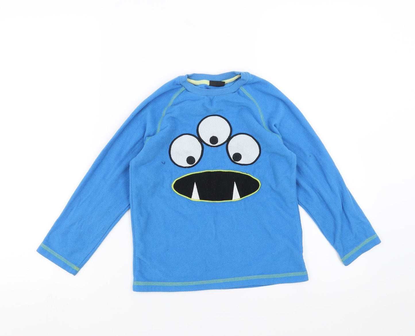 NEXT Boys Blue Solid Fleece  Pyjama Top Size 4-5 Years  - monster