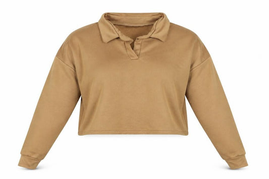 PRETTYLITTLETHING Womens Beige   Pullover Sweatshirt Size 16  - cropped