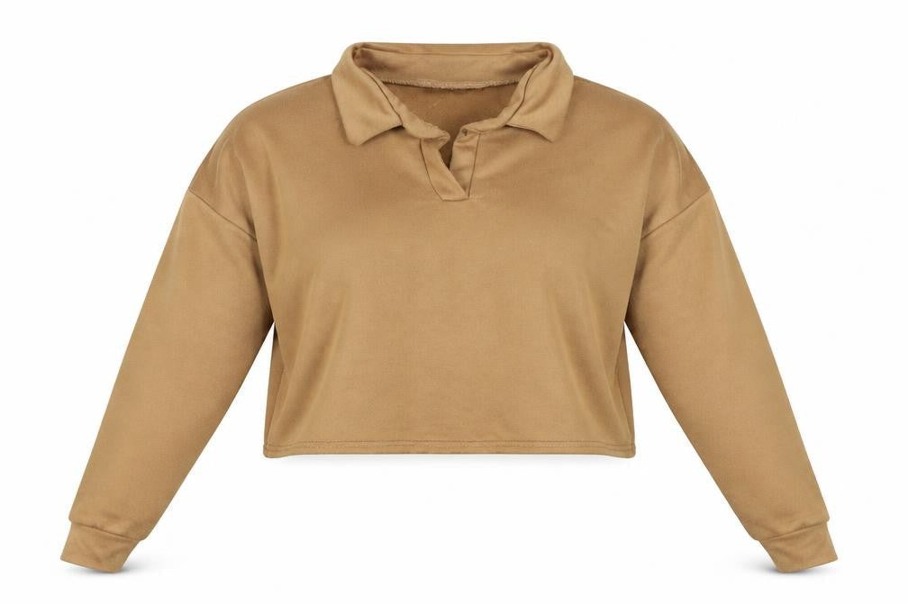 PRETTYLITTLETHING Womens Beige   Pullover Sweatshirt Size 16  - cropped