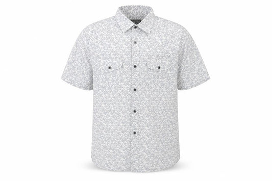 outrage Mens White Floral   Button-Up Size 15.5