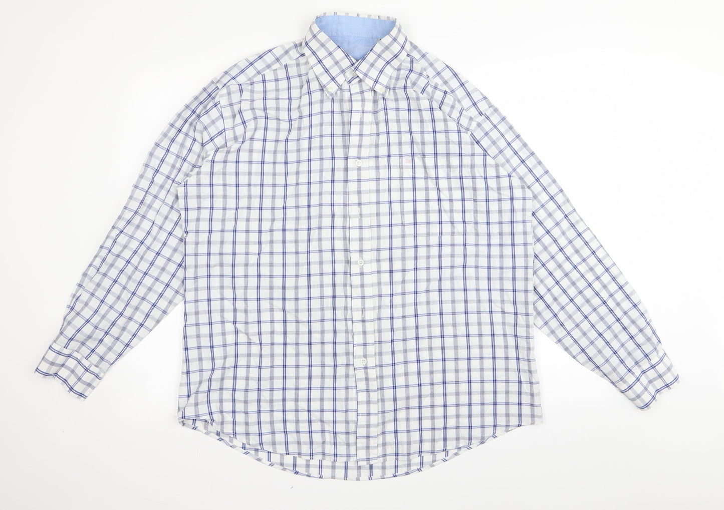 Preworn Mens Blue Check   Button-Up Size L