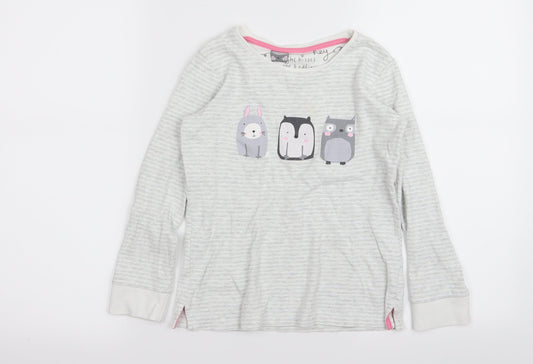 NEXT Girls Grey Striped  Top Pyjama Top Size 9 Years