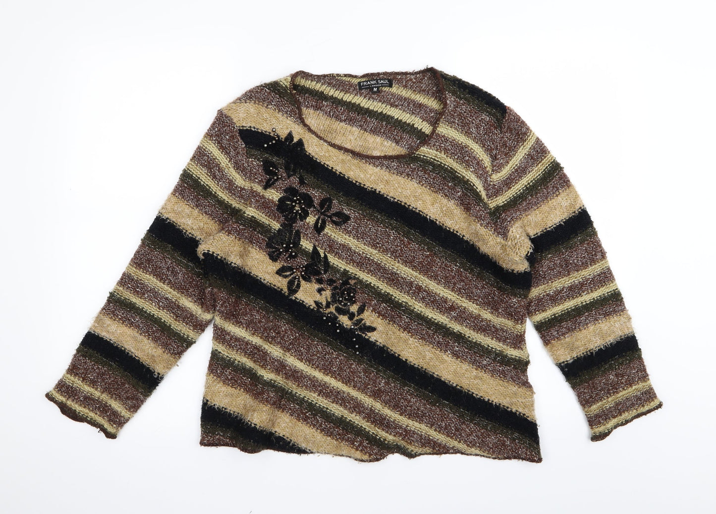 FRANK SAUL Womens Multicoloured Striped  Pullover Jumper Size M