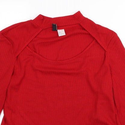 Preloved Divided by H&M Womens Red   Basic T-Shirt Size 12 - Detail