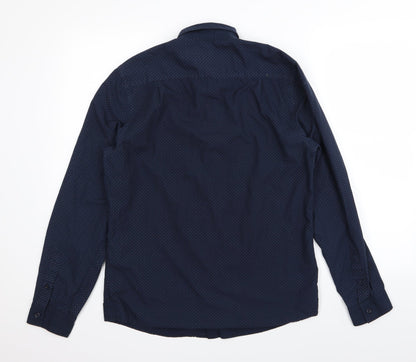 F&F Mens Blue Polka Dot   Button-Up Size S