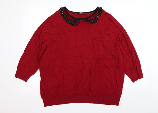 DAVID EMANUEL Womens Red   Basic T-Shirt Size XL