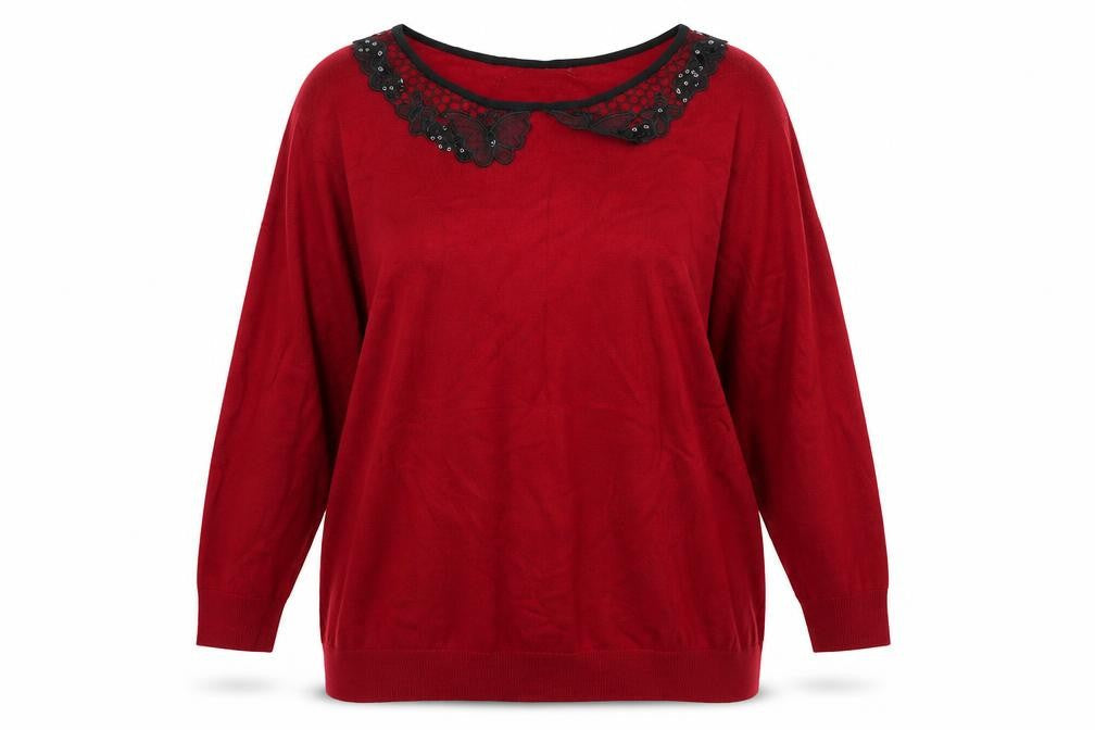 DAVID EMANUEL Womens Red   Basic T-Shirt Size XL