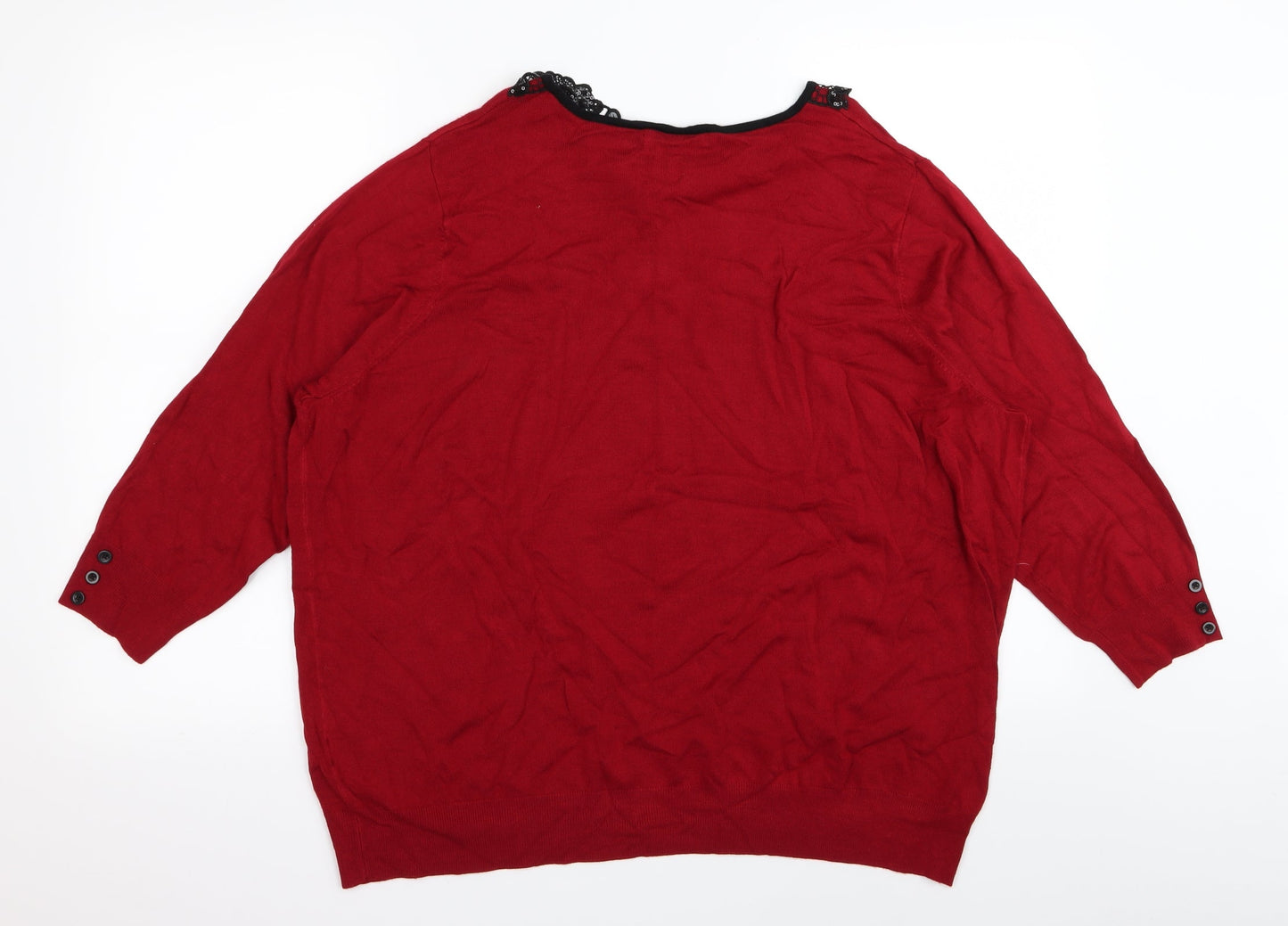 DAVID EMANUEL Womens Red   Basic T-Shirt Size XL