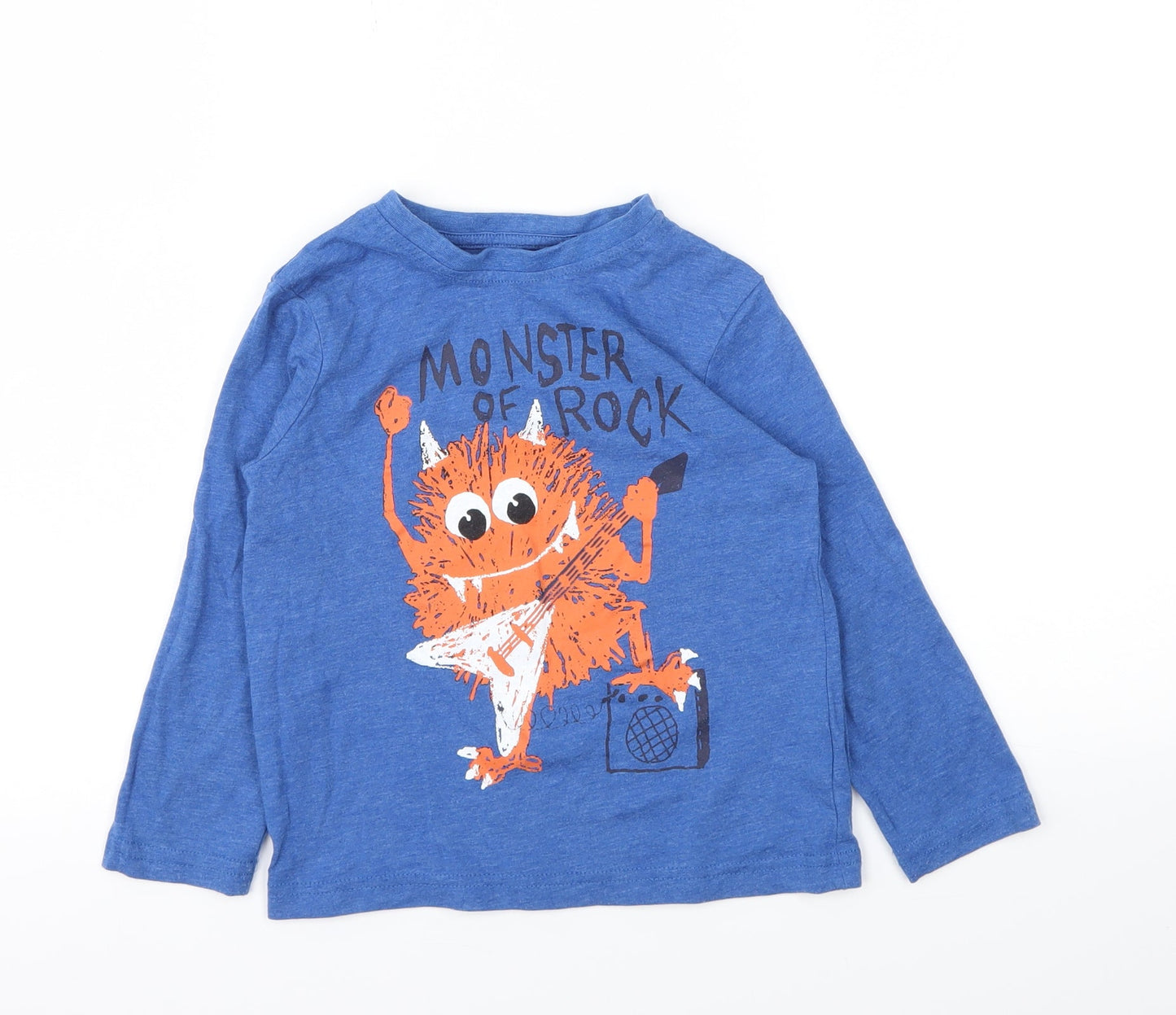 Primark Boys Blue Animal Print  Basic T-Shirt Size 3-4 Years