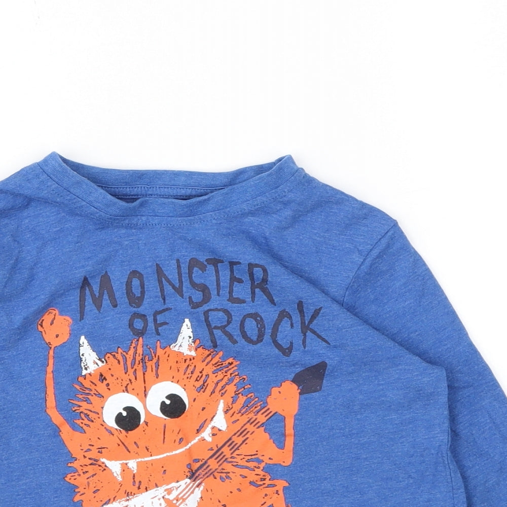 Primark Boys Blue Animal Print  Basic T-Shirt Size 3-4 Years