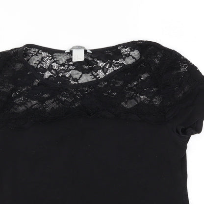 Preloved H&M Womens Black   Basic T-Shirt Size M - Detail