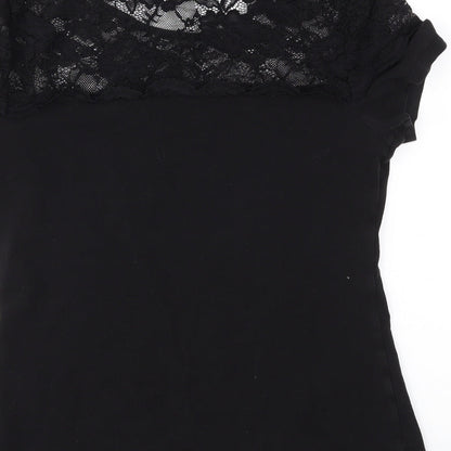 Preloved H&M Womens Black   Basic T-Shirt Size M - Label