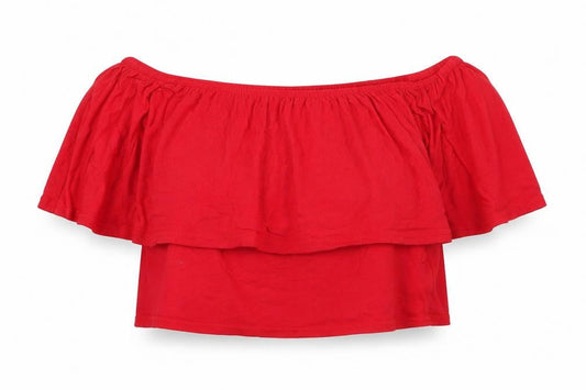 Boohoo Womens Red   Cropped Blouse Size 14
