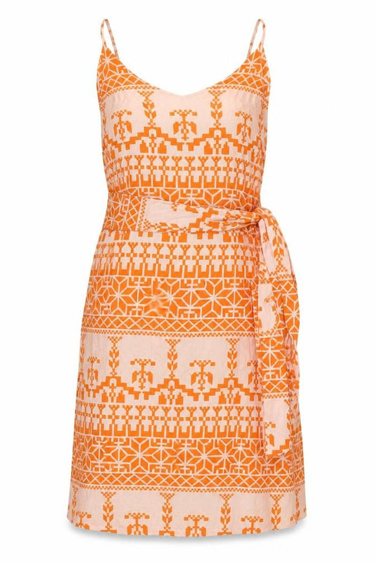 Preworn Womens Orange Geometric  Shift  Size S  - dipped hem sun dress