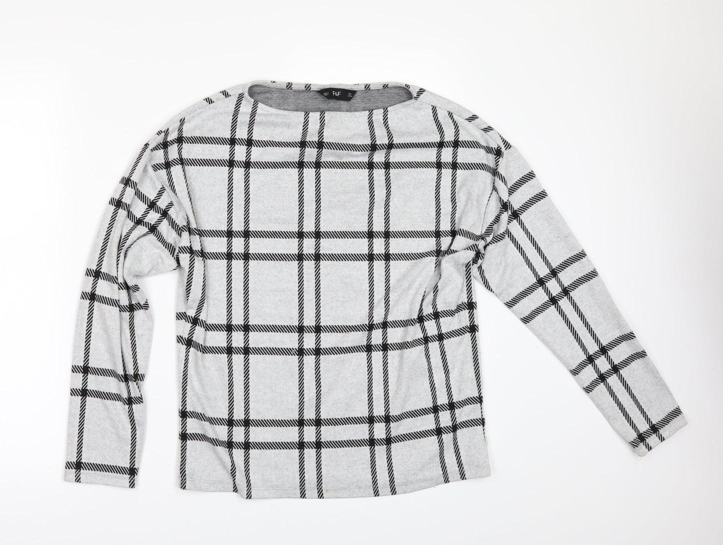 F&F Womens Grey Check  Pullover Jumper Size 6