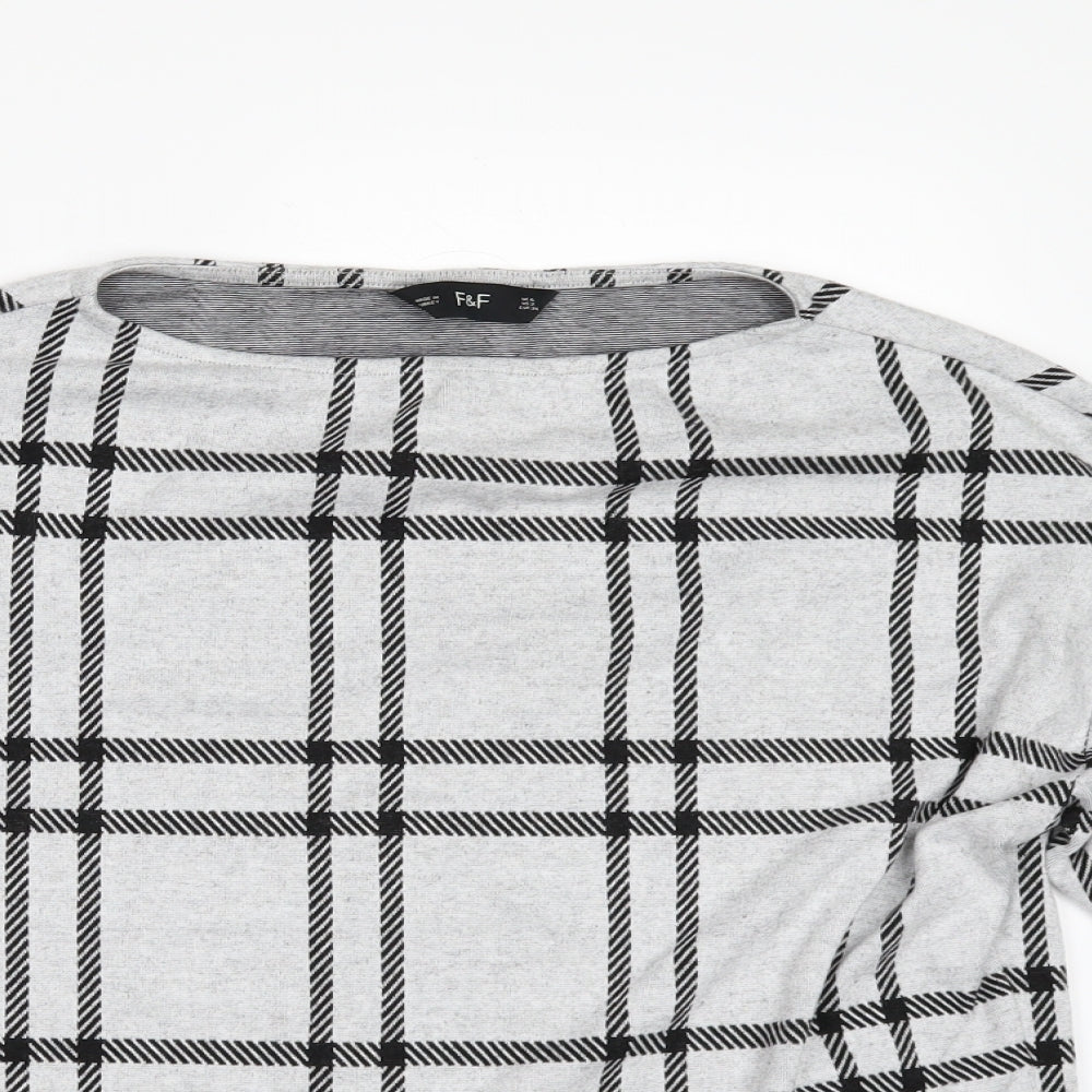 F&F Womens Grey Check  Pullover Jumper Size 6