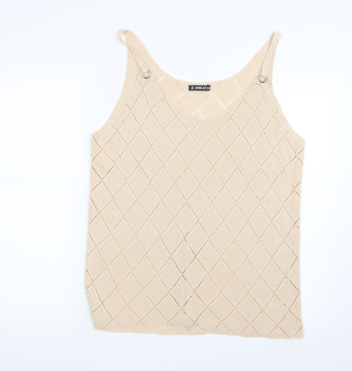 Sheilay Womens Beige   Basic Tank Size 4XL
