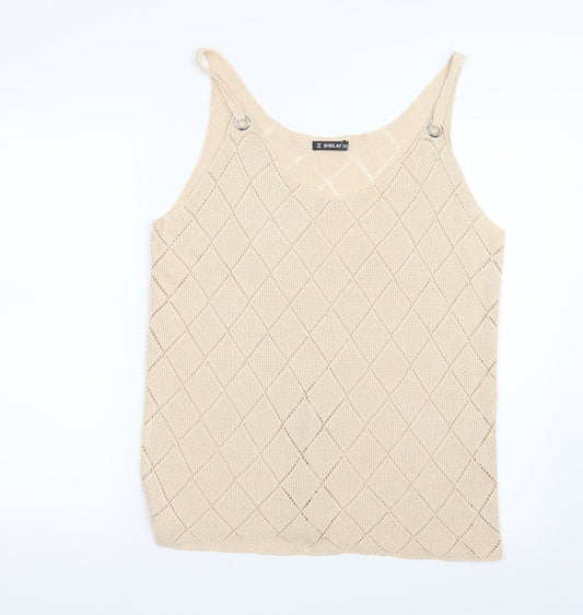 Sheilay Womens Beige   Basic Tank Size 4XL