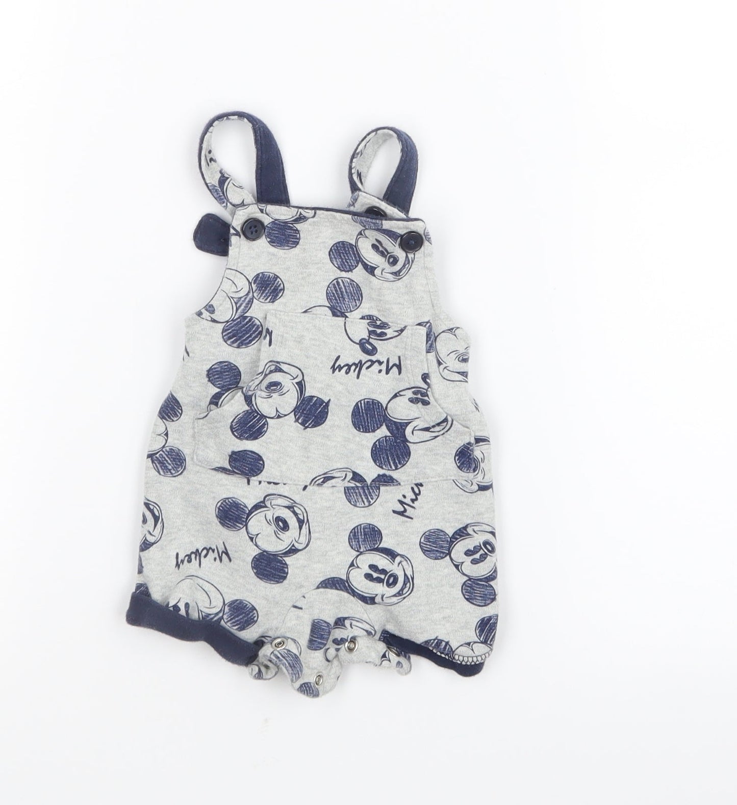Matalan Baby Grey Geometric  Dungaree Outfit/Set Size 0-3 Months  - Mickey Mouse