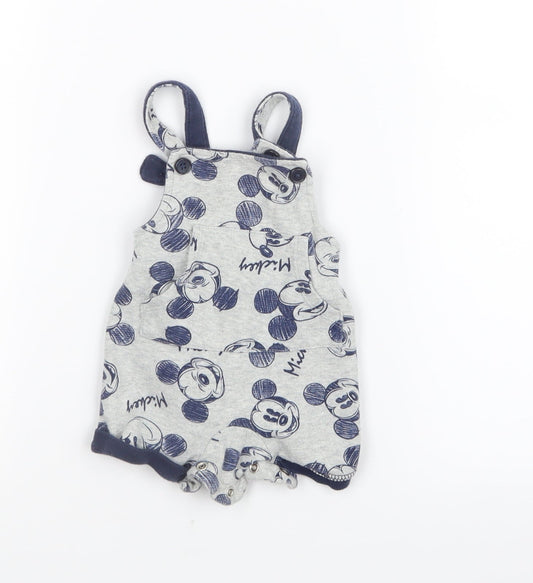Matalan Baby Grey Geometric  Dungaree Outfit/Set Size 0-3 Months  - Mickey Mouse
