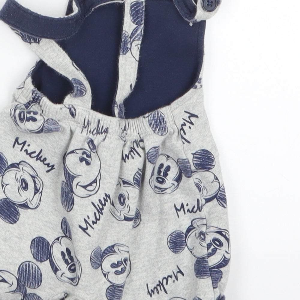 Matalan Baby Grey Geometric  Dungaree Outfit/Set Size 0-3 Months  - Mickey Mouse