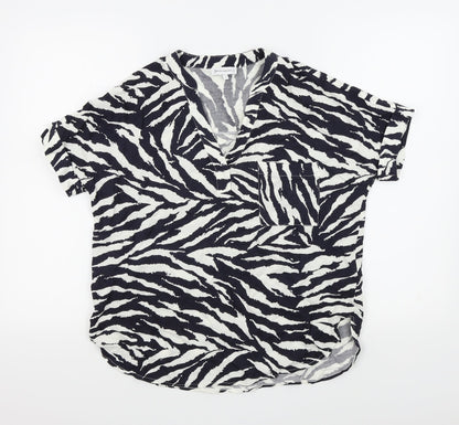 wearhouse Womens Blue Geometric  Basic Blouse Size 6