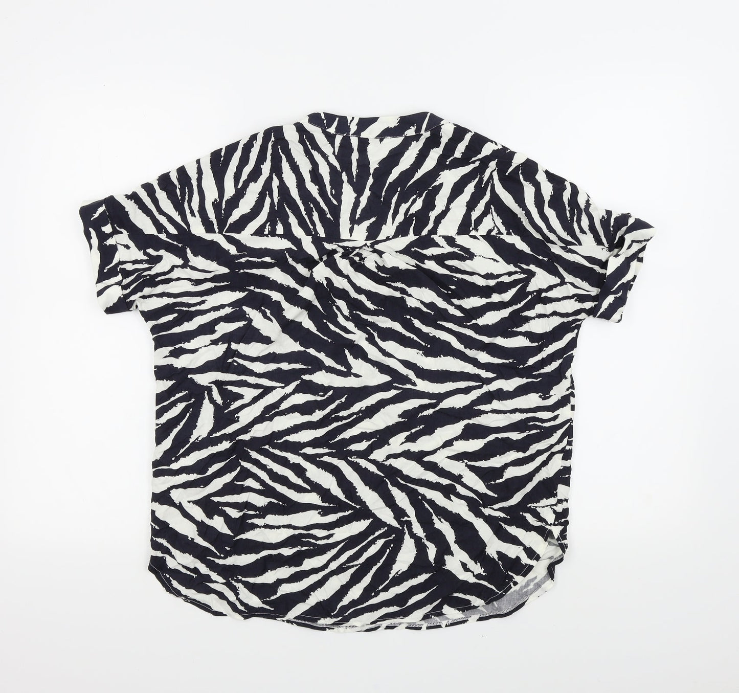 wearhouse Womens Blue Geometric  Basic Blouse Size 6