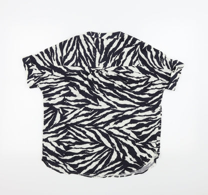 wearhouse Womens Blue Geometric  Basic Blouse Size 6