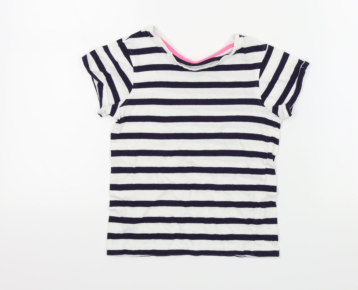 YD Girls Blue Striped  Basic T-Shirt Size 7 Years
