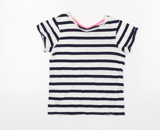 YD Girls Blue Striped  Basic T-Shirt Size 7 Years