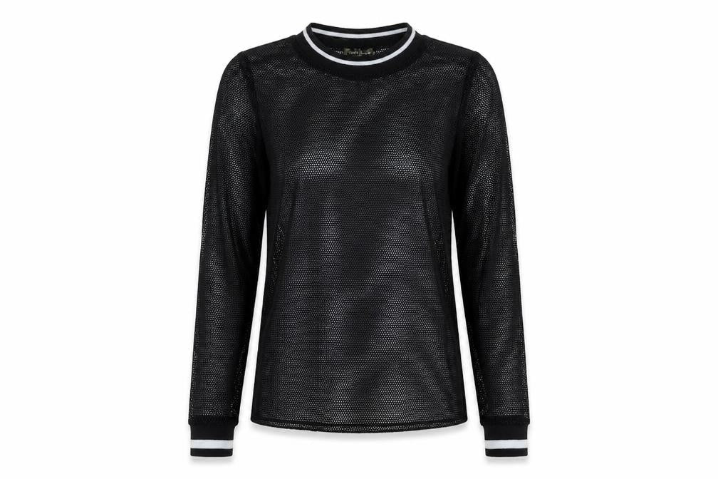 IVORY LOVE Womens Black Colourblock  Basic T-Shirt Size S