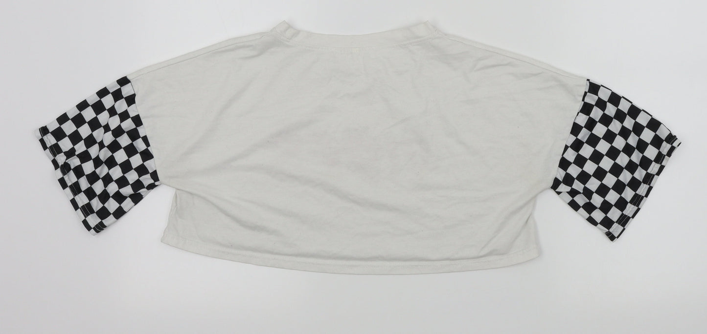 Preworn Womens White Colourblock  Basic T-Shirt Size M