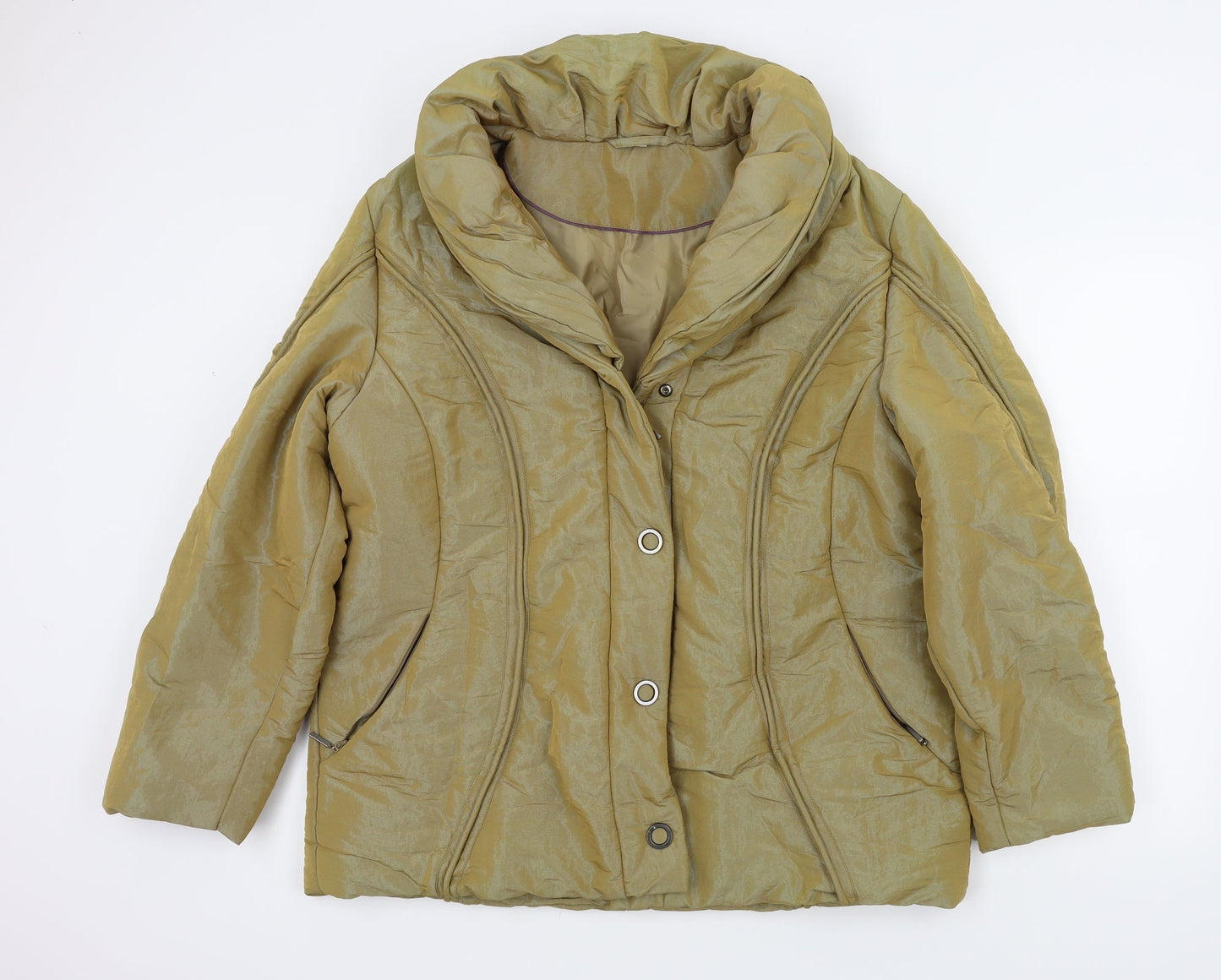 PREWONE Womens Gold   Overcoat Jacket Size 44