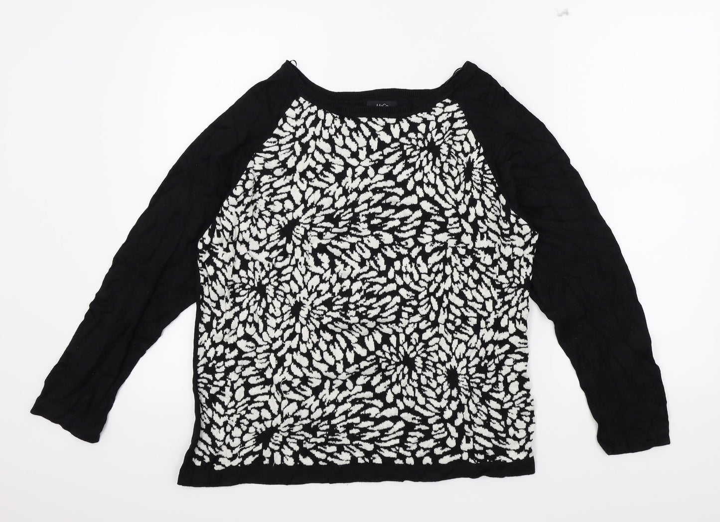 M&Co Womens Black Geometric  Pullover Jumper Size 20