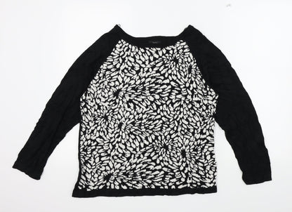 M&Co Womens Black Geometric  Pullover Jumper Size 20