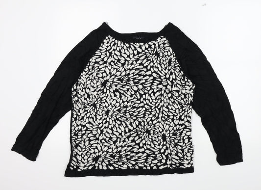 M&Co Womens Black Geometric  Pullover Jumper Size 20