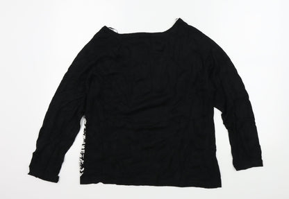M&Co Womens Black Geometric  Pullover Jumper Size 20