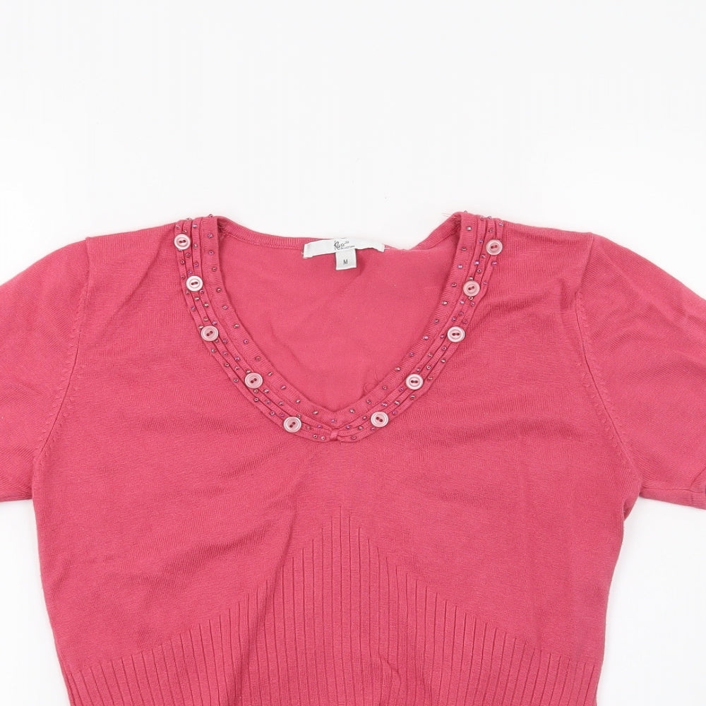 Klass Womens Red  Knit Pullover Jumper Size 12