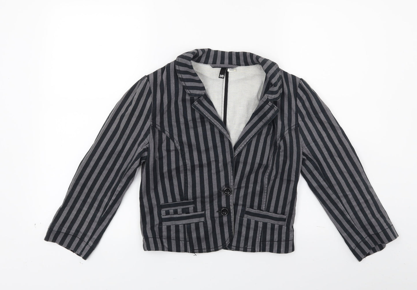 Divided Womens Grey Striped  Jacket Coat Size 10