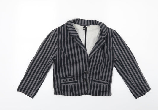 Divided Womens Grey Striped  Jacket Coat Size 10